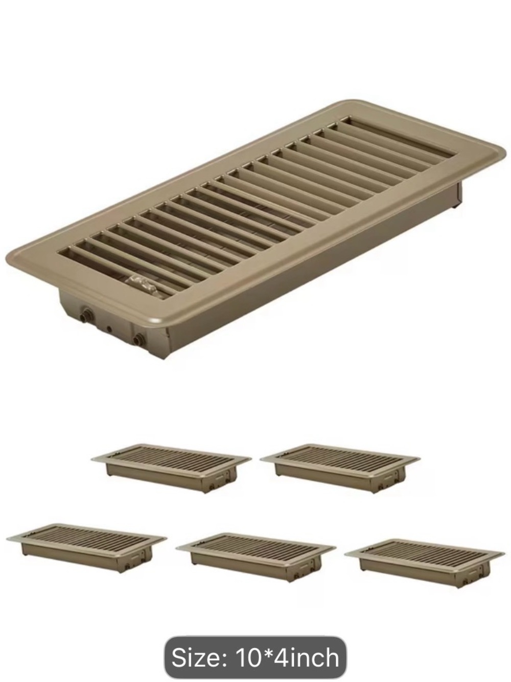 Set of Six Metal Floor Register Vent Cover - 4x10 Brown